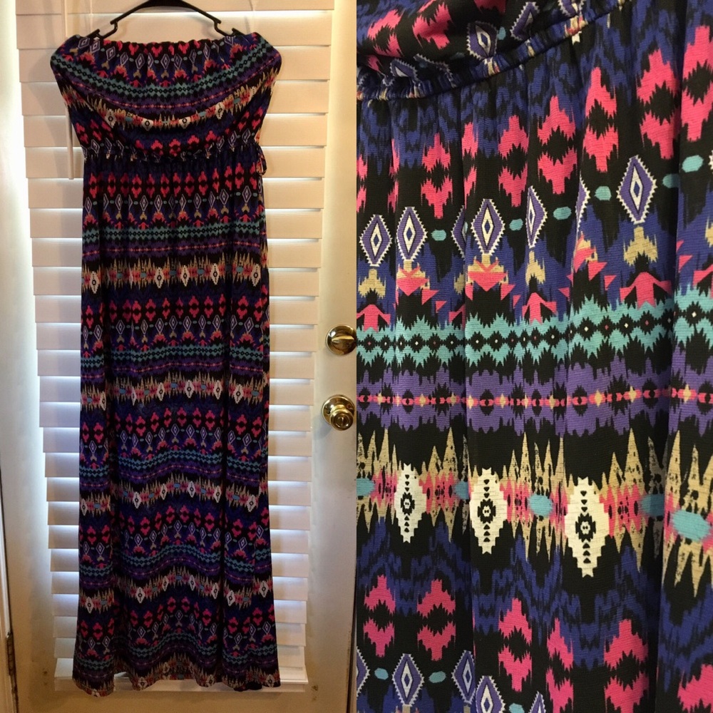 Floor length strapless maxi dress